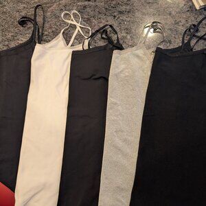LOT of 5 Ann Taylor Women's Stretch Cami MEDIUM Layer Shell Navy Black mesh trim